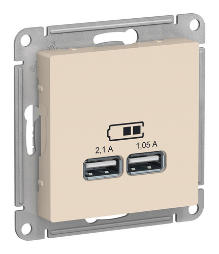 Розетка 2xUSB Schneider Electric ATLASDESIGN, бежевый