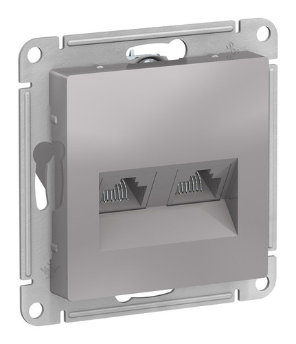 Розетка компьютерная 2xRJ45 Cat.5 Systeme Electric ATLASDESIGN, алюминий