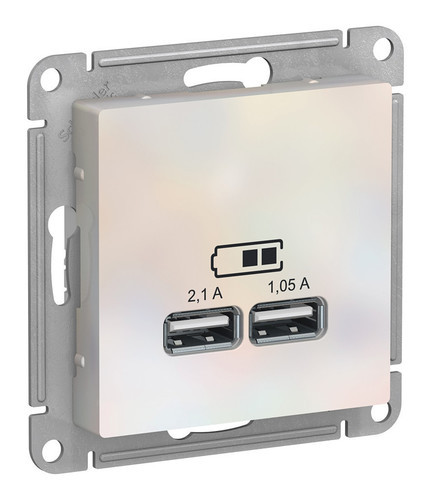 Розетка 2xUSB Schneider Electric ATLASDESIGN, жемчуг