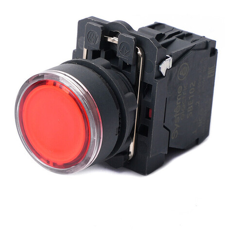 Кнопка SB5 с подсветкой в сборе модульная 22мм красная пластик 24ВDC 1НЗ