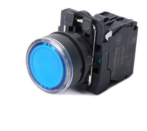 Кнопка SB5 с подсвет в сборе модуль 22мм синяя пластик 230-240ВAC 1НО