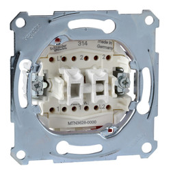 Механизм переключателя 2-клавишного 16А Коллекции Merten, скрытый монтаж