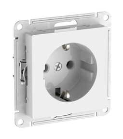 Розетка Systeme Electric ATLASDESIGN, скрытый монтаж, с заземлением, без шторок,быстрозажимные клеммы, белый